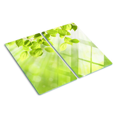 Tabla para cortar Hojas verdes contra la luz