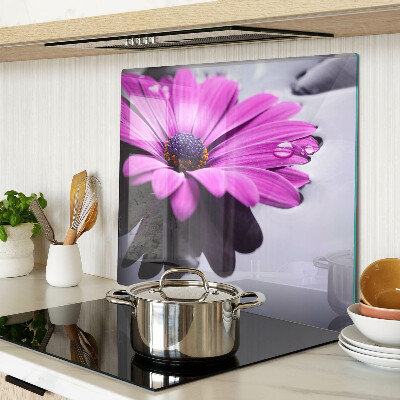 Tabla para cortar Flor morada con gotas de agua