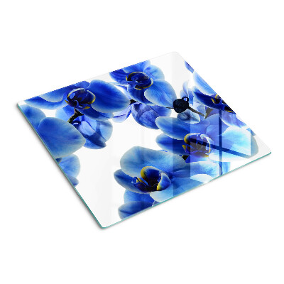 Tabla de cortar de cristal orquídeas azules