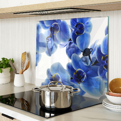 Tabla de cortar de cristal orquídeas azules