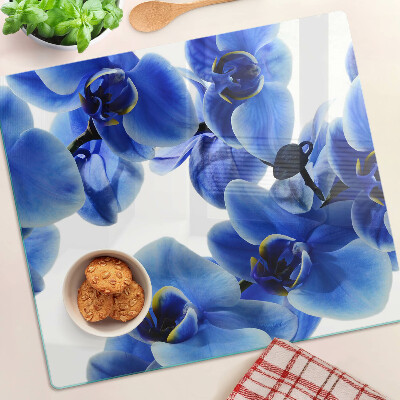 Tabla de cortar de cristal orquídeas azules