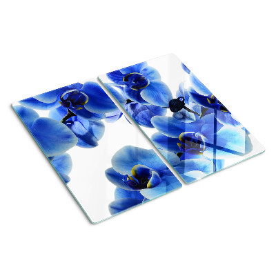 Tabla de cortar de cristal orquídeas azules