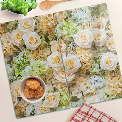 Tabla de cortar de cristal Flores en tonos pastel