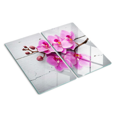 Tabla de cortar de cristal Orquídeas sobre fondo blanco