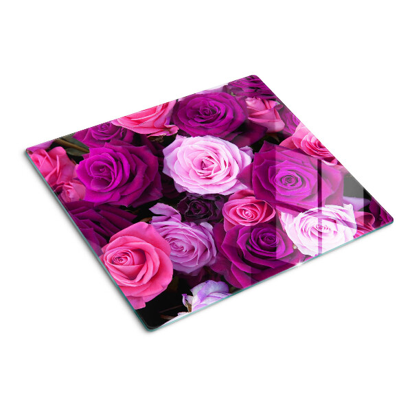 Tabla de cortar de cristal Rosas en tonos rosa