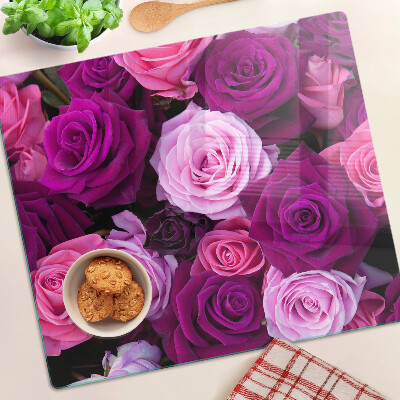 Tabla de cortar de cristal Rosas en tonos rosa