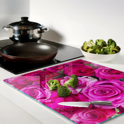 Tabla de cortar de cristal Rosas en tonos rosa
