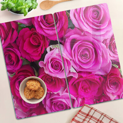 Tabla de cortar de cristal Rosas en tonos rosa