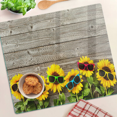 Tabla para cortar Girasoles con gafas de sol