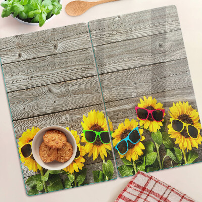Tabla para cortar Girasoles con gafas de sol