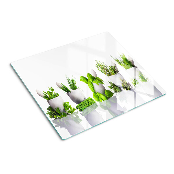 Tabla de cortar de cristal Hierbas en macetas