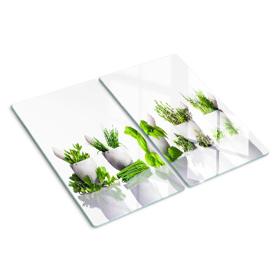 Tabla de cortar de cristal Hierbas en macetas