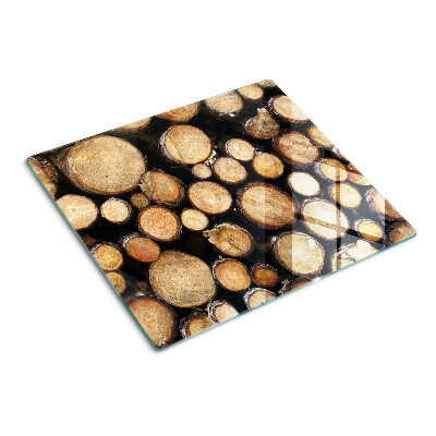 Tabla de cortar de cristal Troncos de madera en sección transversal