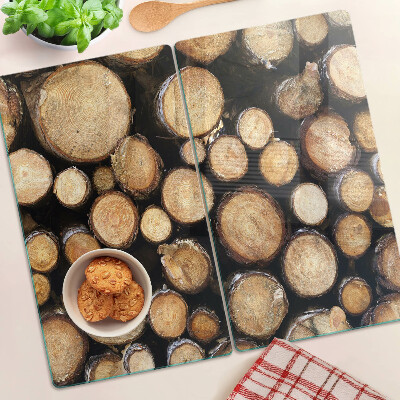 Tabla de cortar de cristal Troncos de madera en sección transversal