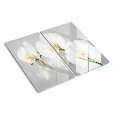 Tabla de cortar de cristal Orquídeas sobre un fondo de espejo