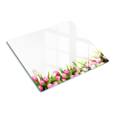 Tabla de cortar de cristal Tulipanes en colores pastel
