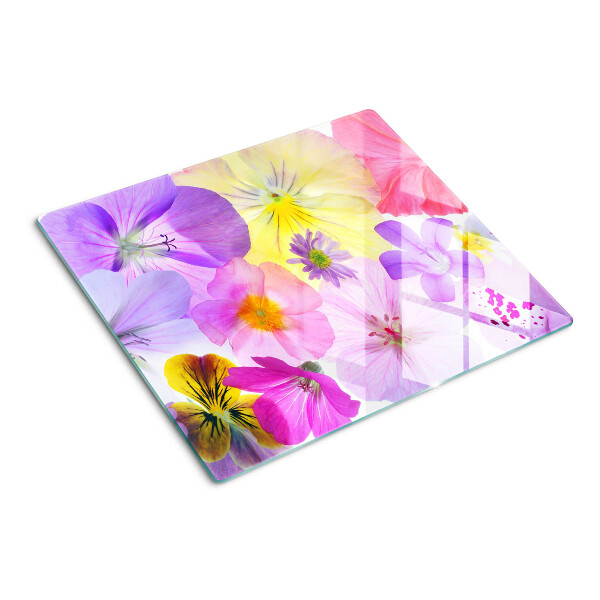 Tabla de cortar de cristal Flores en colores pastel