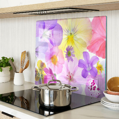 Tabla de cortar de cristal Flores en colores pastel