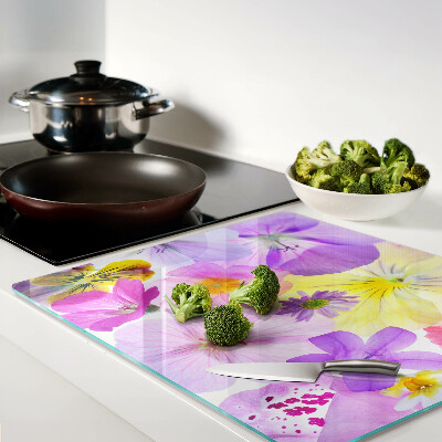 Tabla de cortar de cristal Flores en colores pastel