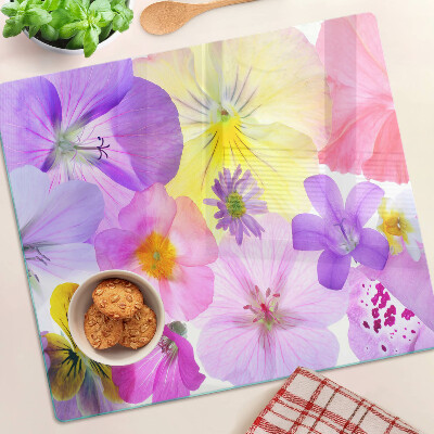 Tabla de cortar de cristal Flores en colores pastel