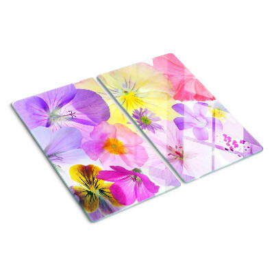 Tabla de cortar de cristal Flores en colores pastel