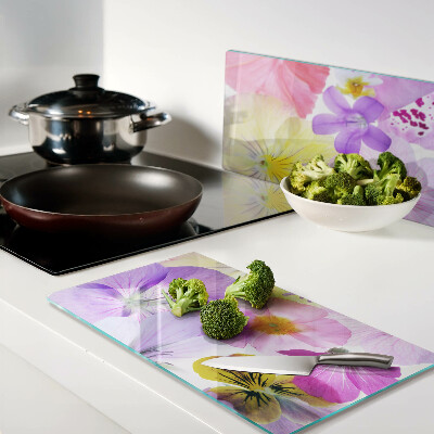 Tabla de cortar de cristal Flores en colores pastel
