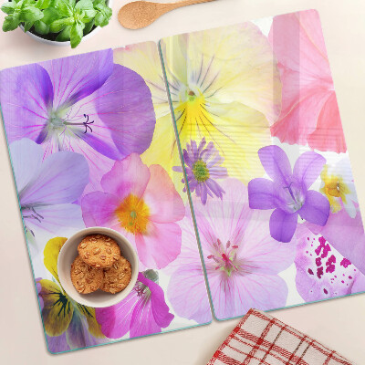 Tabla de cortar de cristal Flores en colores pastel