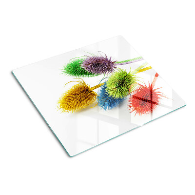 Tabla de cortar de cristal Flores tridimensionales y coloridas