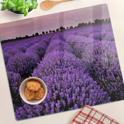 Tabla de cortar de cristal Un campo de lavanda en plena floración.