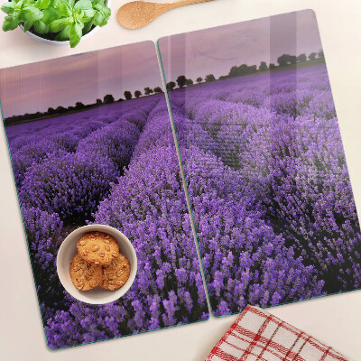 Tabla de cortar de cristal Un campo de lavanda en plena floración.
