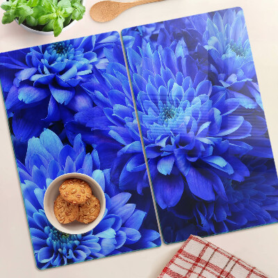 Tabla para cortar flores de crisantemo azul