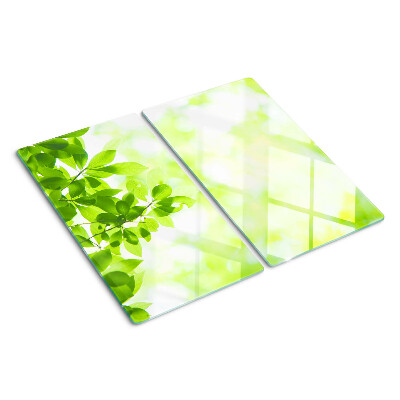 Tabla de cortar de cristal Hojas verdes a la luz