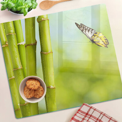 Tabla para cortar Diseño de bambú y mariposa.