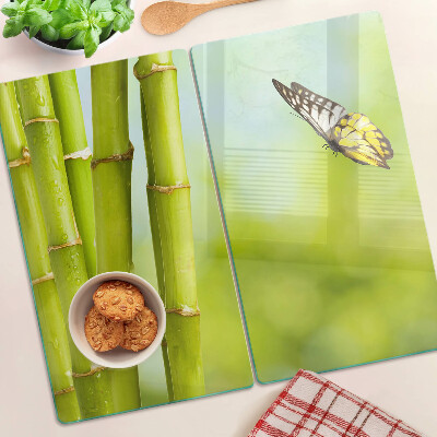 Tabla para cortar Diseño de bambú y mariposa.