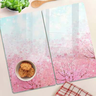 Tabla de cortar de cristal Motivos de flores de sakura