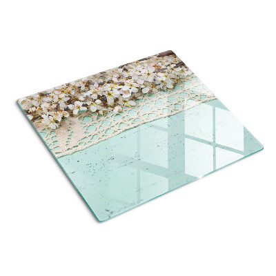Tabla de cortar de cristal Patrón floral con encaje