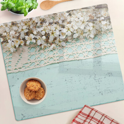 Tabla de cortar de cristal Patrón floral con encaje