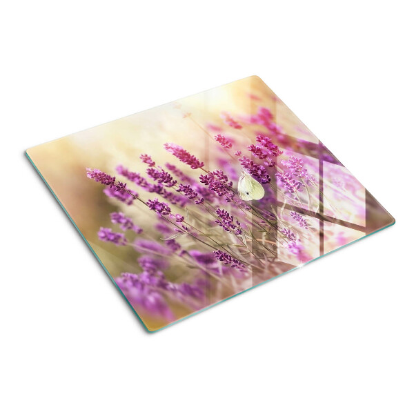 Tabla para cortar Campo de lavanda con mariposas