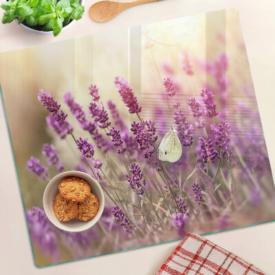 Tabla para cortar Campo de lavanda con mariposas