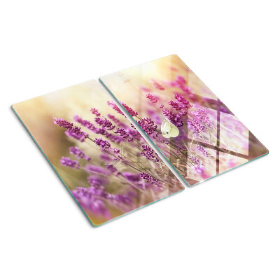 Tabla para cortar Campo de lavanda con mariposas