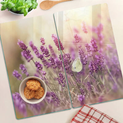 Tabla para cortar Campo de lavanda con mariposas