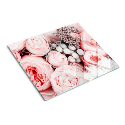 Tabla de cortar de cristal Rosas en tonos rosa