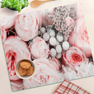 Tabla de cortar de cristal Rosas en tonos rosa