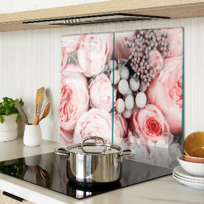 Tabla de cortar de cristal Rosas en tonos rosa