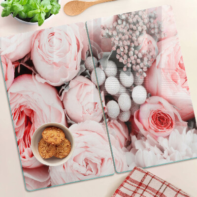 Tabla de cortar de cristal Rosas en tonos rosa