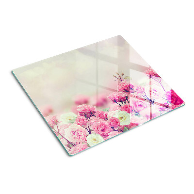 Tabla de cortar de cristal Motivo floral rosa