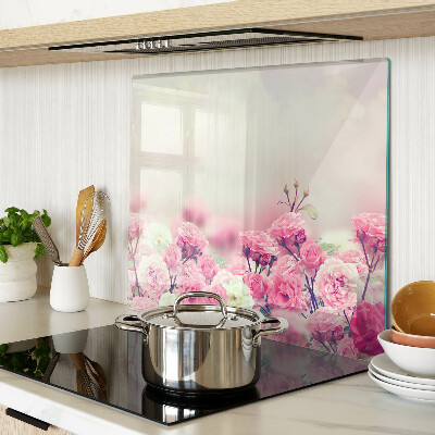 Tabla de cortar de cristal Motivo floral rosa