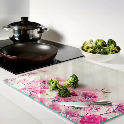 Tabla de cortar de cristal Motivo floral rosa