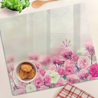 Tabla de cortar de cristal Motivo floral rosa