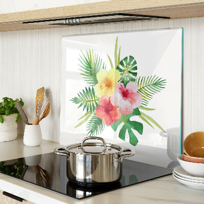 Tabla de cortar de cristal Flores y hojas tropicales